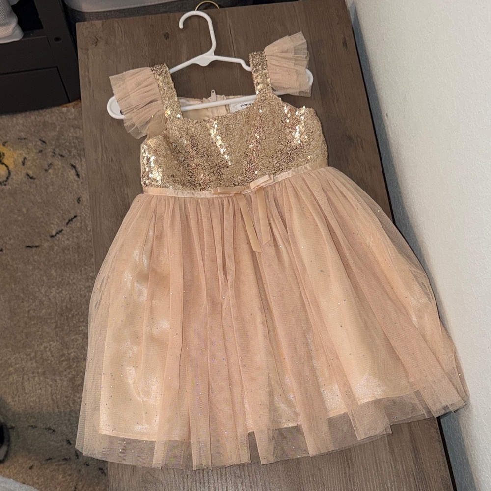 Gold Sequin Tulle Dress